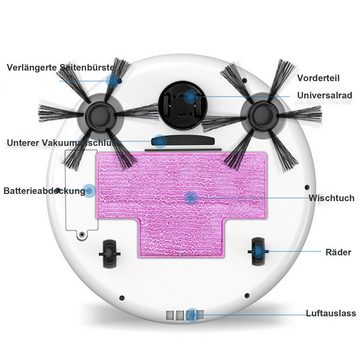 KINSI Nass-Trocken-Saugroboter 3 in 1 Intelligenter Bodenfeger, Staubsauger Roboter