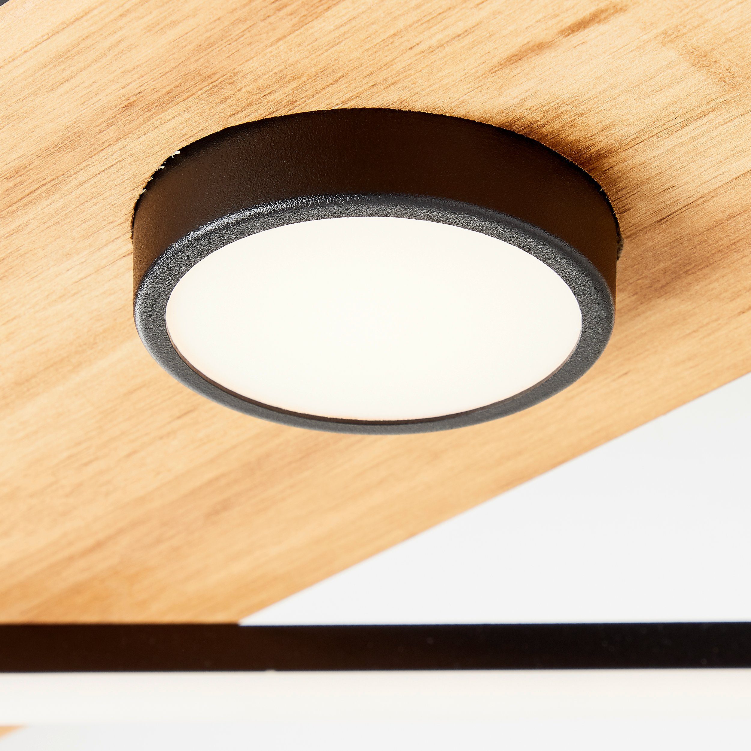 Woodbridge, Holz/Metall/Kunstst Woodbridge Deckenleuchte holz/schwarz, LED Brilliant 25x25cm Deckenleuchte
