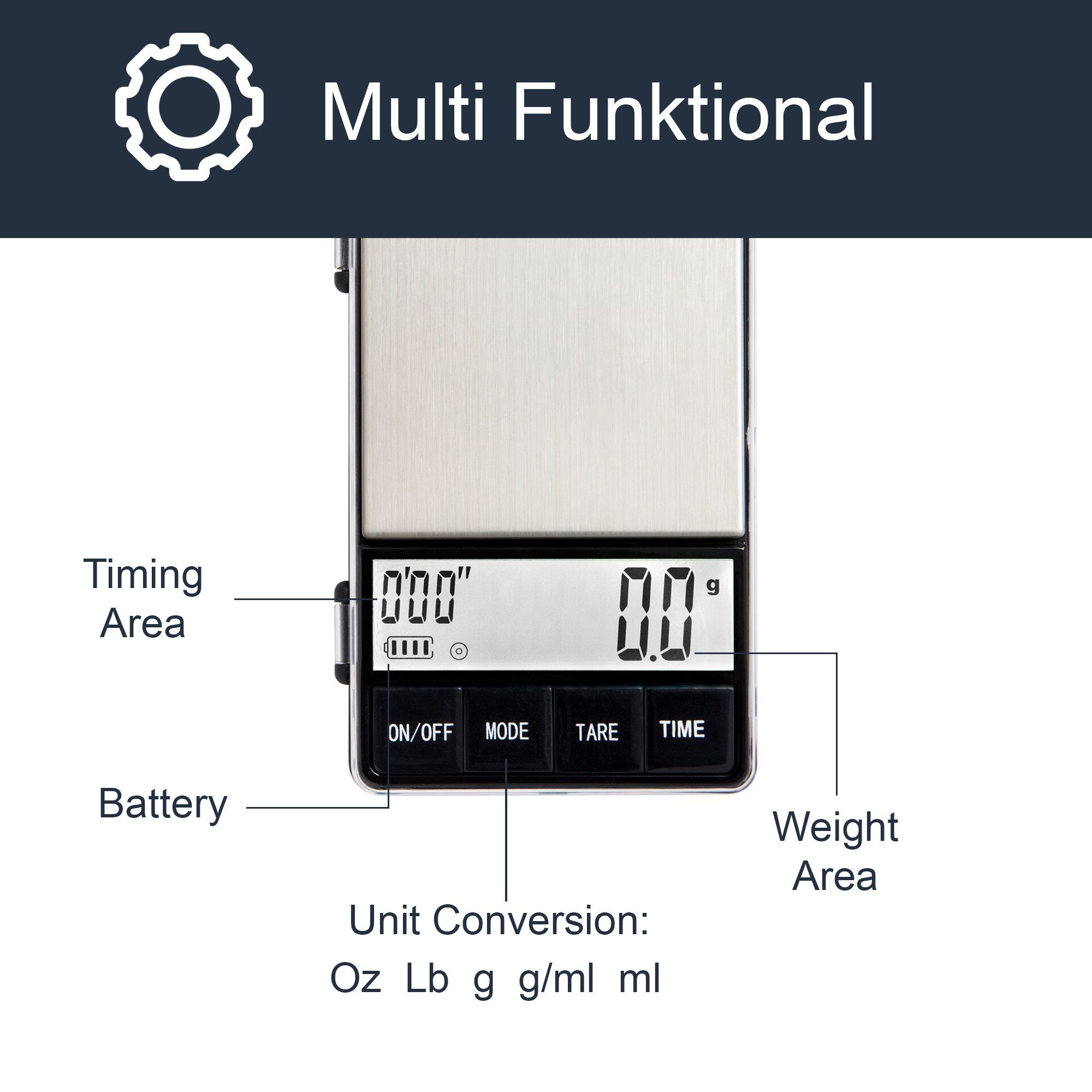 JOEFREX Feinwaage Kaffeewaage mit Timer - exakte Espressowaage, 0,1g Messgenauigkeit, Tare Funktion, Timer Funktion Countdown Funktion