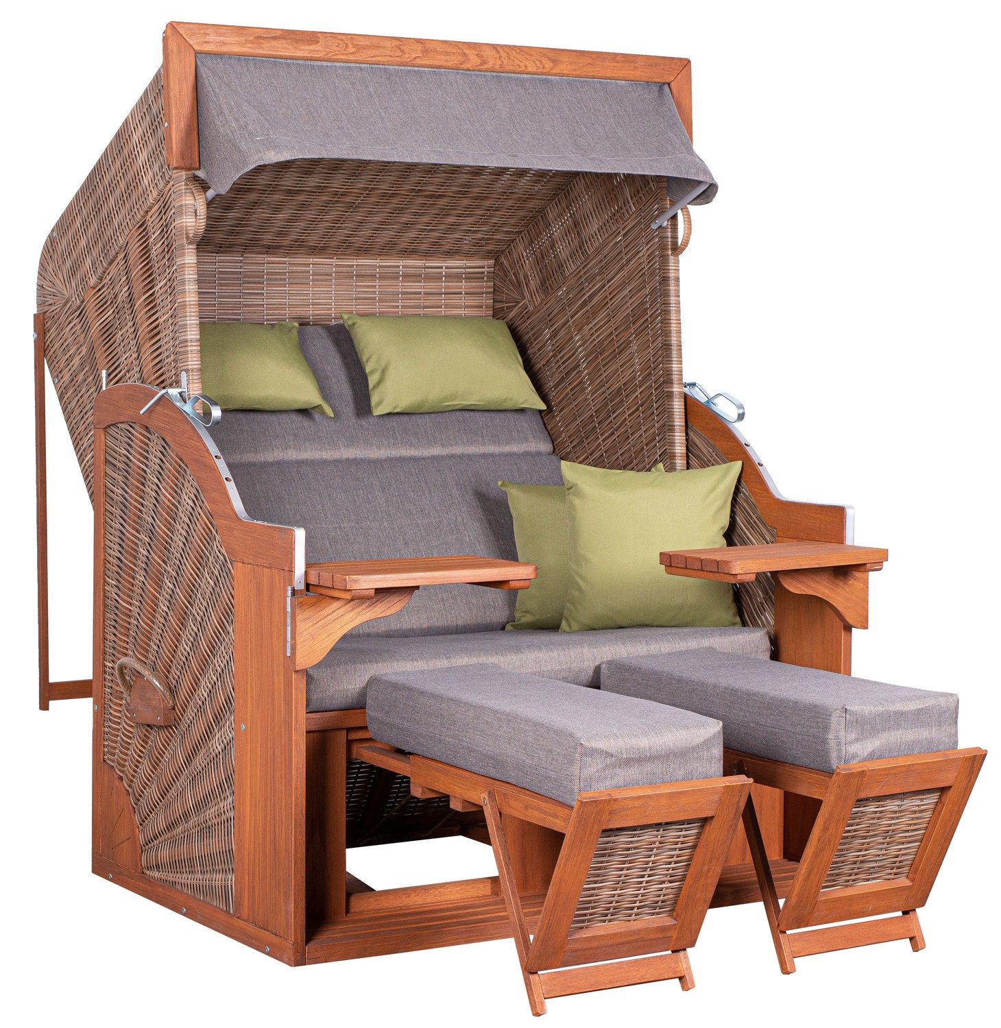 Natur24 Strandkorb Strandkorb PURE® Comfort XL PE Pinie Griseum 135x92x165 cm, BxTxH: 135x92x165 cm, 71196360