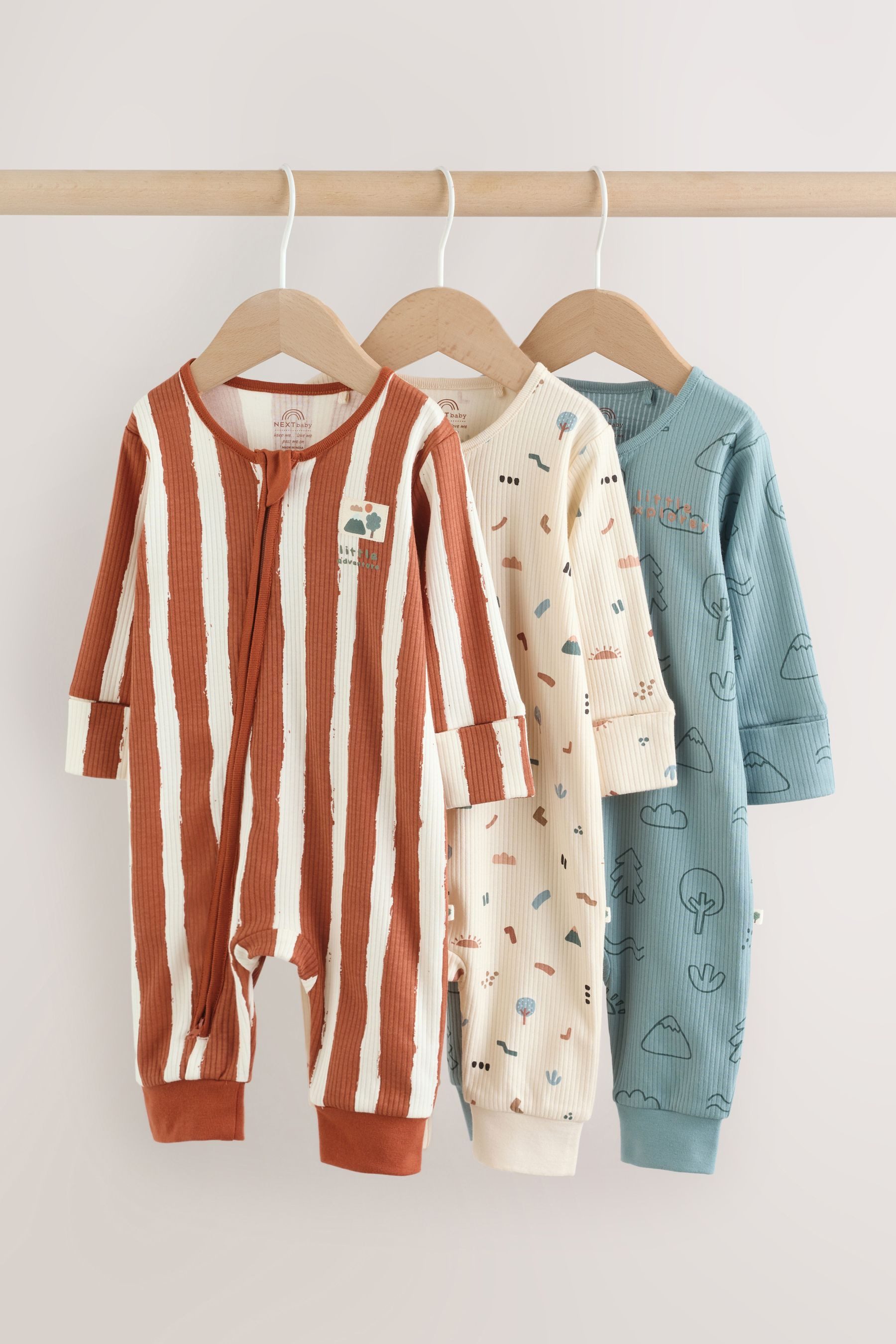 Next Schlafoverall Woodland Baby Schlafanzüge, 3er Pack (3-tlg)