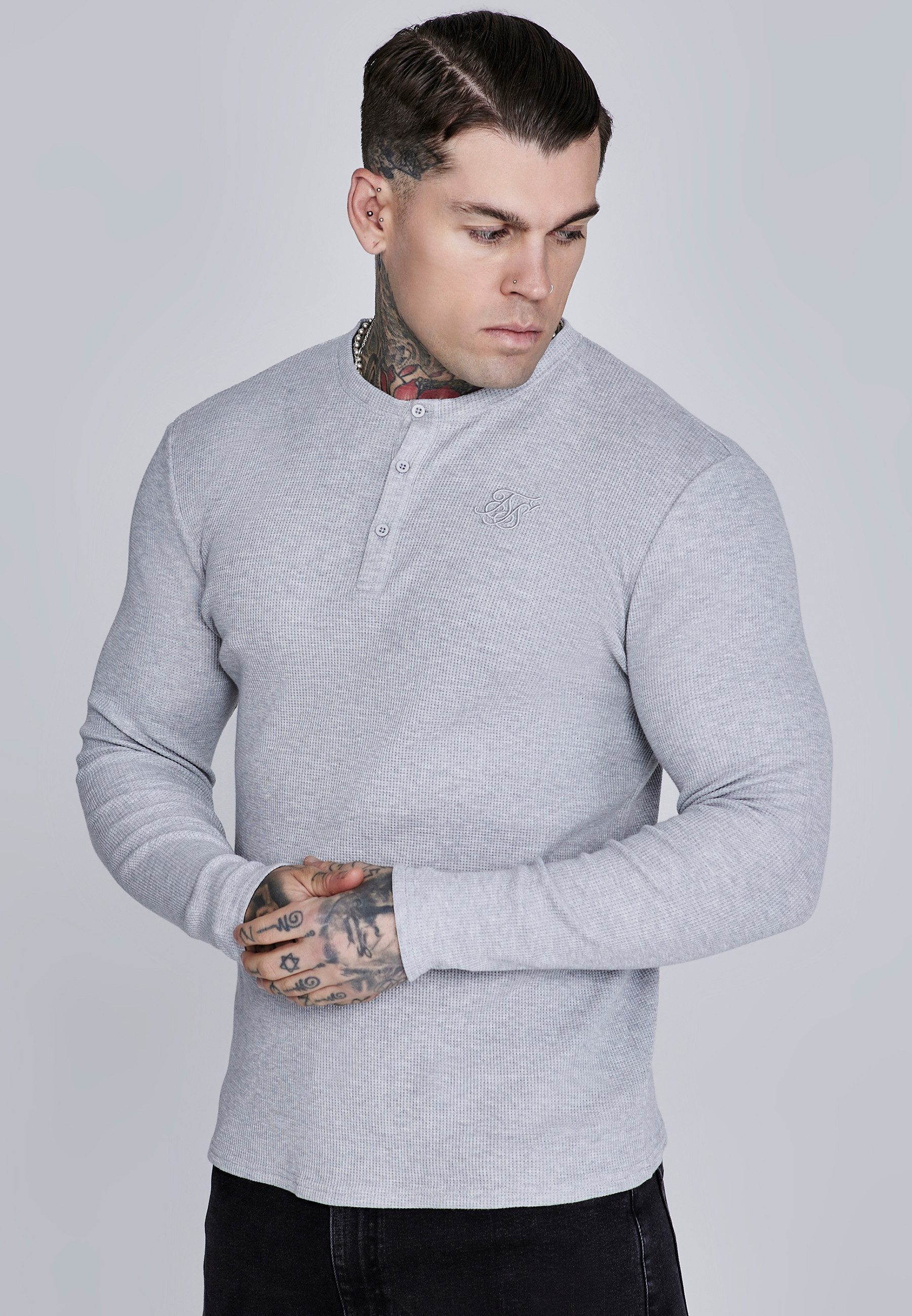 T-Shirt SikSilk Herren Henley T-Shirt