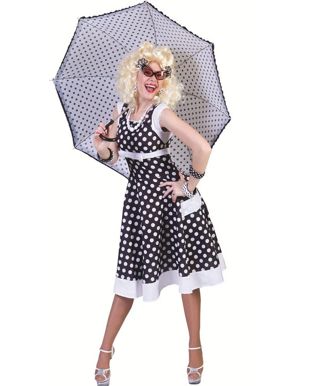Funny Fashion Kostüm Fifties Polka Dot Petticoat Kleid für Damen, Schw günstig online kaufen