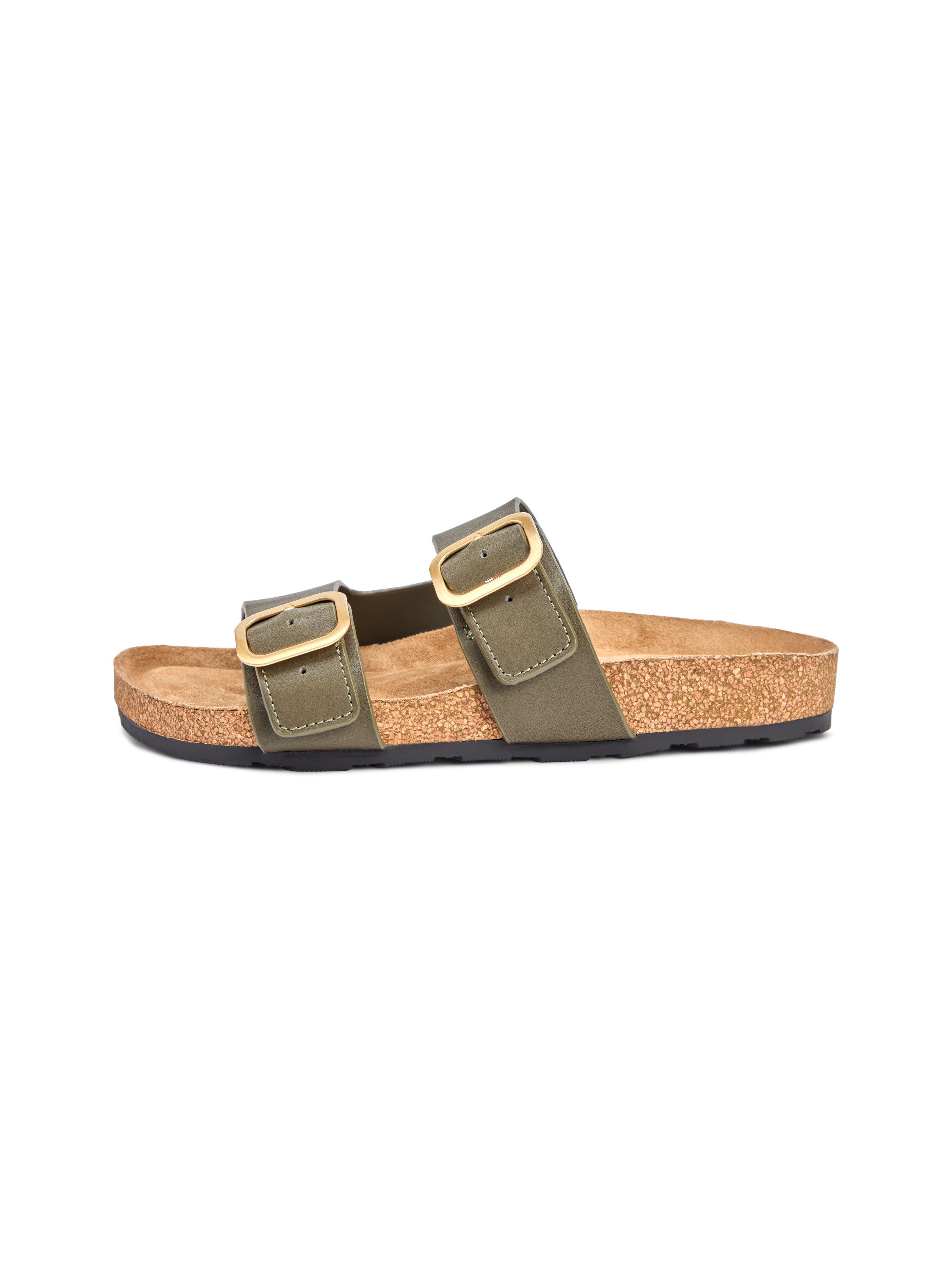 Tommy Hilfiger TH CLASSIC CORK SANDAL LEATHER Pantolette Sommerschuh, Schlupfschuh, Flat mit Logoemblem – Bild 5 von 5