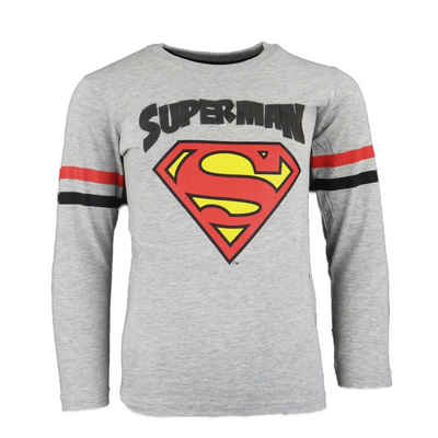 DC Comics Langarmshirt DC Comics Superman Kinder Jungen langarm Shirt Gr. 104 bis 134, Blau oder Grau