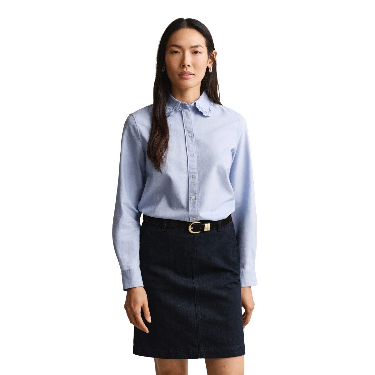 Gant Langarmbluse 4300729 Damen Bluse aus Bio-Baumwolle mit Rüschenkragen
