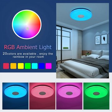 JDONG LED Deckenleuchte Wlan Deckenlampe Kompatibel mit Alexa und Google Home, RGB, Farbwechse, Einstellbar, 3000k-6500K, Lampe mit Nachtlichtfunktion Timer, für Schlafzimmer Büro Wohnzimmer