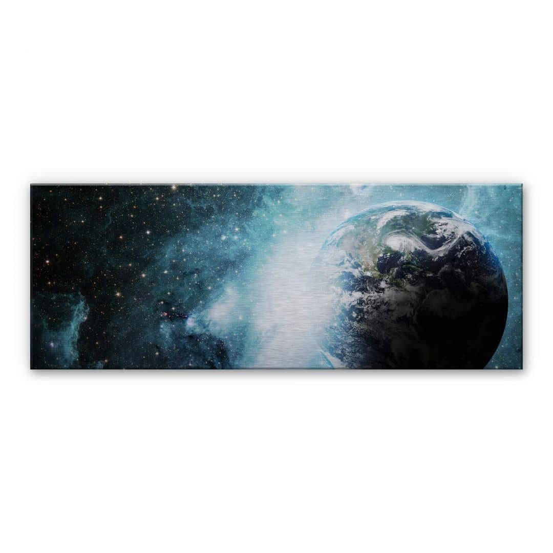 K&L Wall Art Gemälde Alu-Dibond Poster Planet Erde Metalloptik Weltraum Universum Sterne Galaxie, Galaxie Wandbild