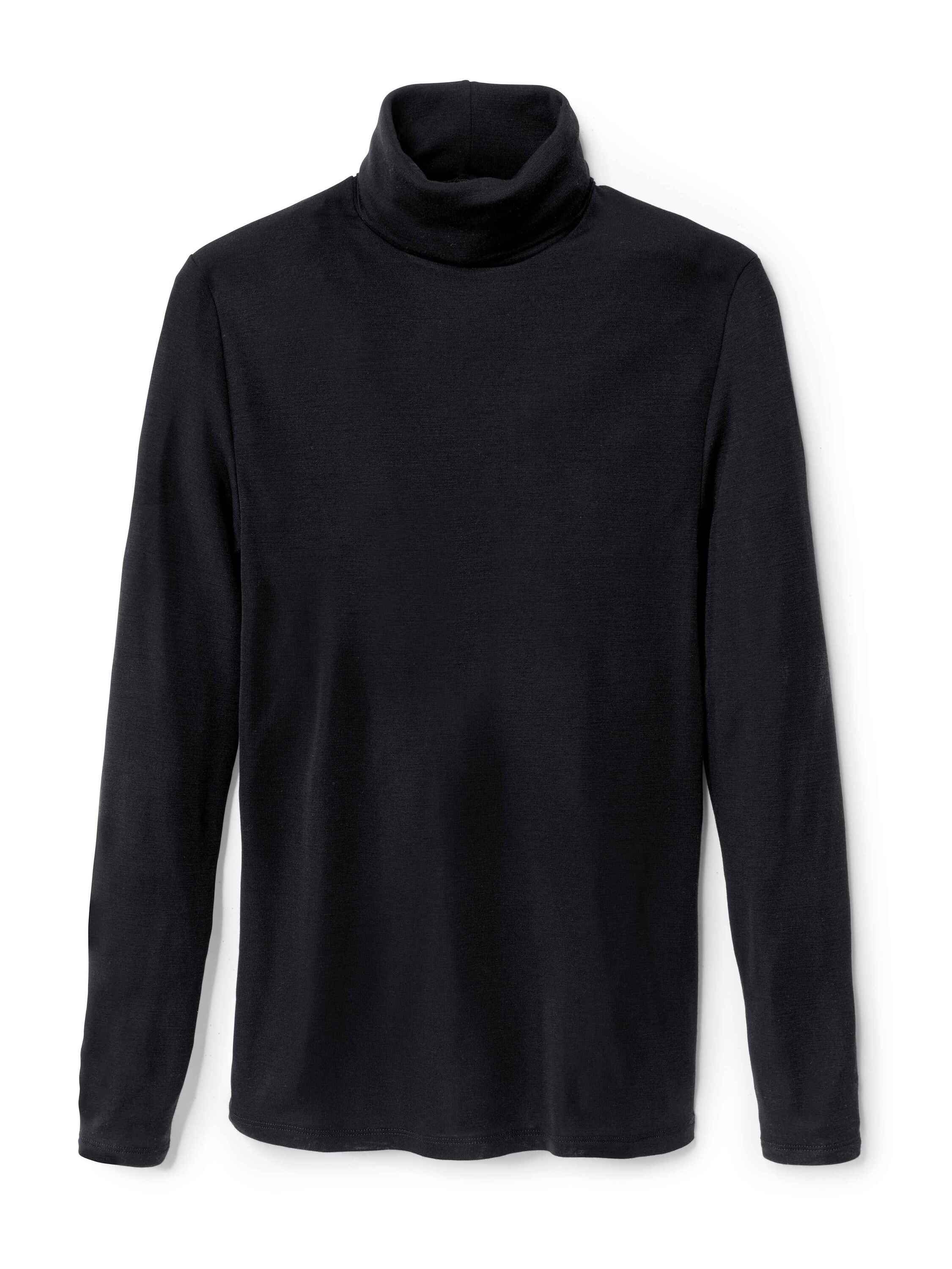 CALIDA Unterziehshirt Langarm-Shirt mit (1-St) WS aus Rollkragen schwarz Wolle-Seide
