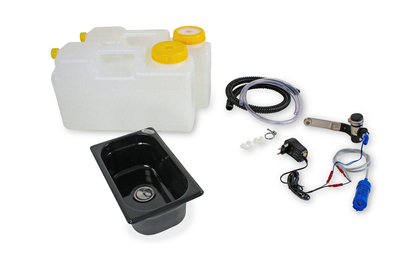 ad-ideen Waschbecken 230V Camping Spüle Technikset Bausatz 265x160x100mm Schwarz