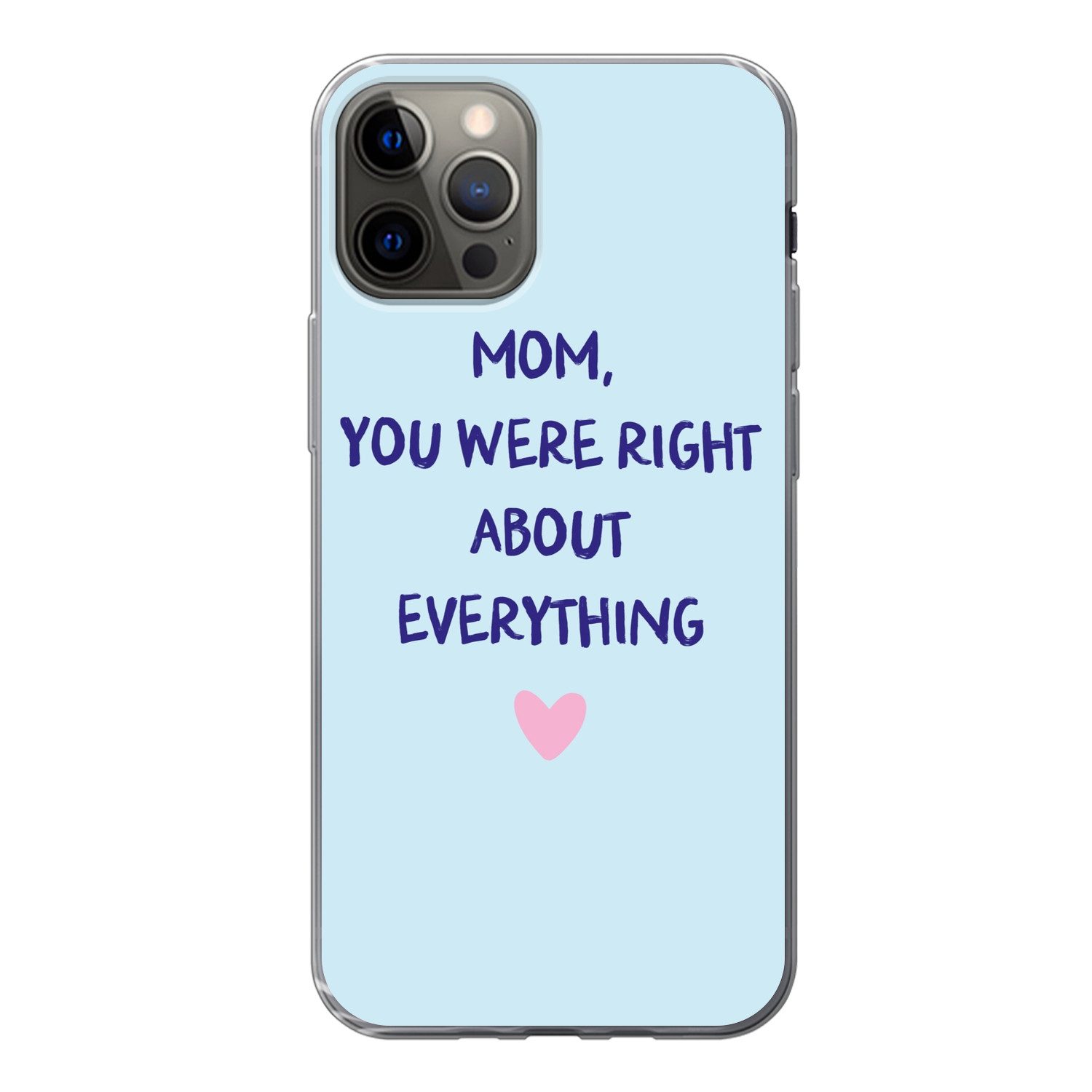 MuchoWow Handyhülle für Apple iPhone 12 Pro Mutter - Zitat - Blau, Smartphone-Bumper, Print, Handy Schutzhülle Dünn