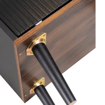 Merax Sideboard mit 3 Schubladen und 2 Schiebetüren, Kommode aus Holz mit verstellbaren Einlegeböden, Breite: 117,5cm