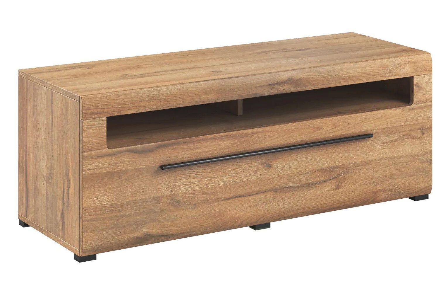 Helvetia Lowboard Toro (Schublade, offene Fächer, 1 St., moderne Optik, mit 2-geteilter Schublade), 160x50x52cm Eiche Grandson mit Schublade