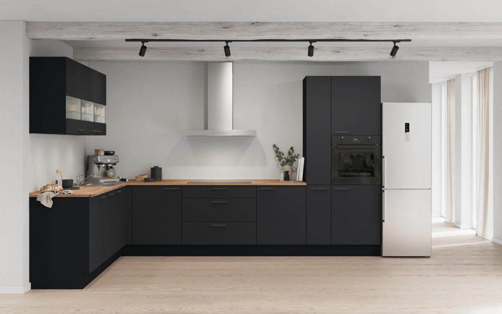 nobilia® Winkelküche Ulla, individuell anpassbar, gratis Küchenplanung mit Profis, (Breite 613.2 cm), vormontiert, wahlw. mit E-Geräten, inkl. Lieferung