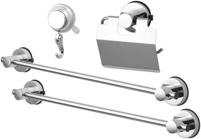 GSW Badaccessoire-Set HOOKIE System® 4-teilig, Saughaken an der gewünschten Stelle platzieren, Knopf drücken, FERTIG!, Set, 4 tlg., Intelligenter Saughaken, roter Ring zeigt Saugkraftverlust