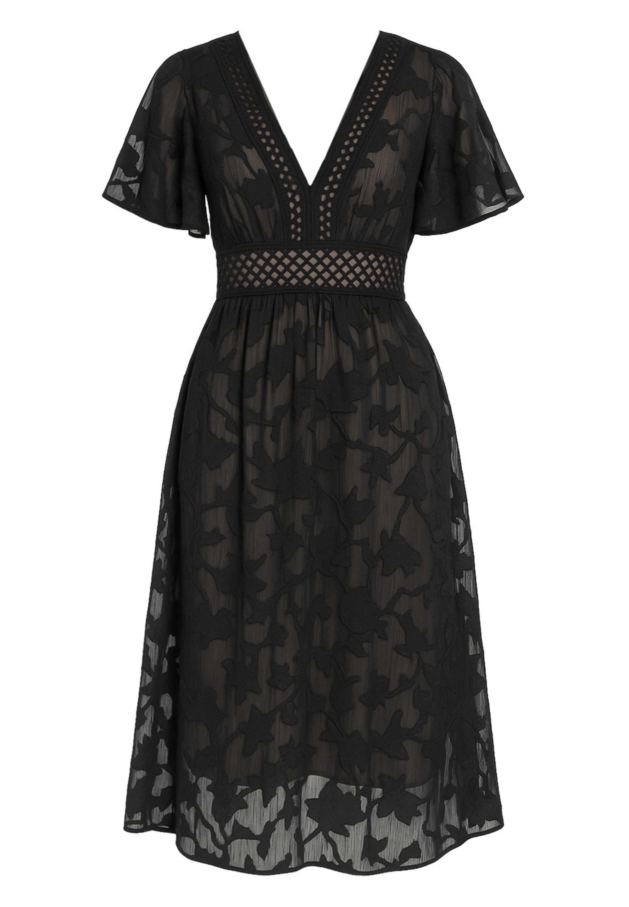 Goddiva Midikleid Jacquard Lurex Burnout A Line Midi Dress knielang günstig online kaufen