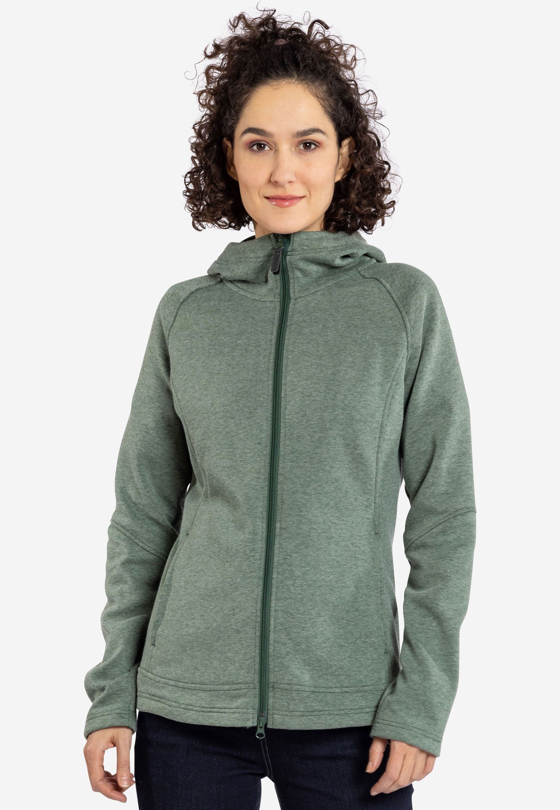 Elkline Fleecejacke Downtown Kapuze greenmelange Fleecejacke schlichte mit