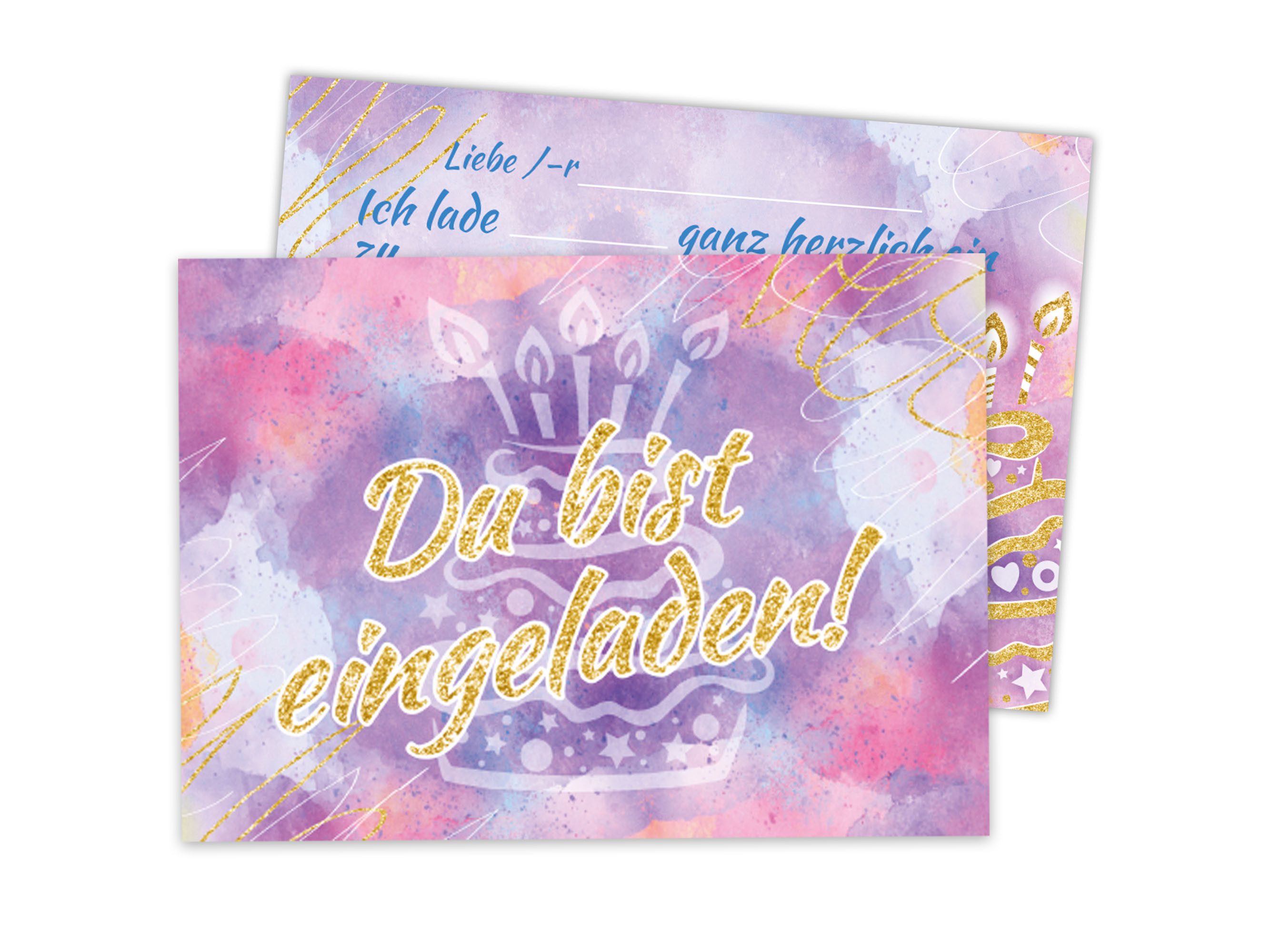 LIMONIA Einladungskarten zum Geburtstag Einladungen Karten Aquarell Erwachsene Kinder, Einladungskarten Aquarell Karte für Feiern