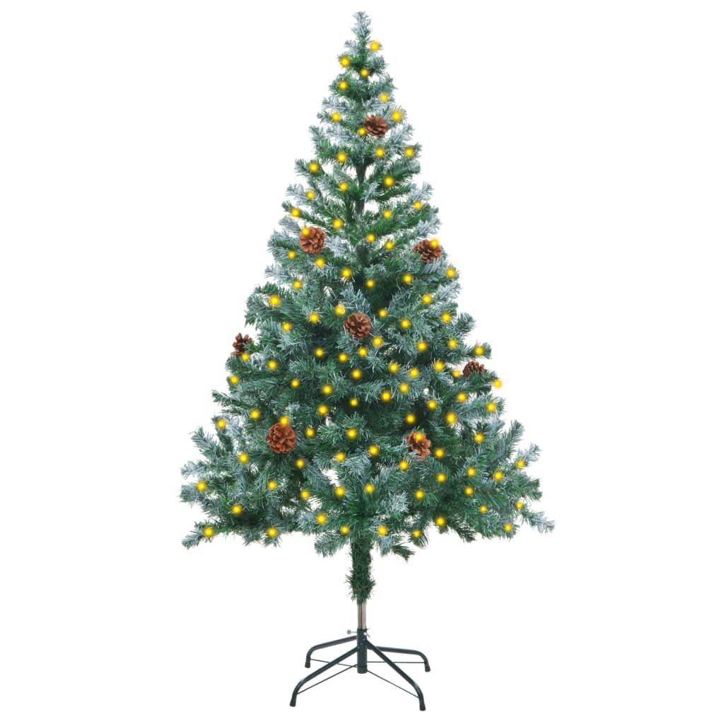 vidaXL Künstlicher Weihnachtsbaum Weihnachtsbaum Gefrostet mit Beleuchtung & Zapfen 150 cm