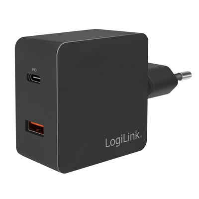 LogiLink »PA0220 Steckdosenadapter« Adapter, USB-C PD Port, USB-A QC Port 18W, Überladeschutz, Tiefentladeschutz, Überlastschutz und Kurzschlussschutz, für Smartphone und Tablet, Schwarz