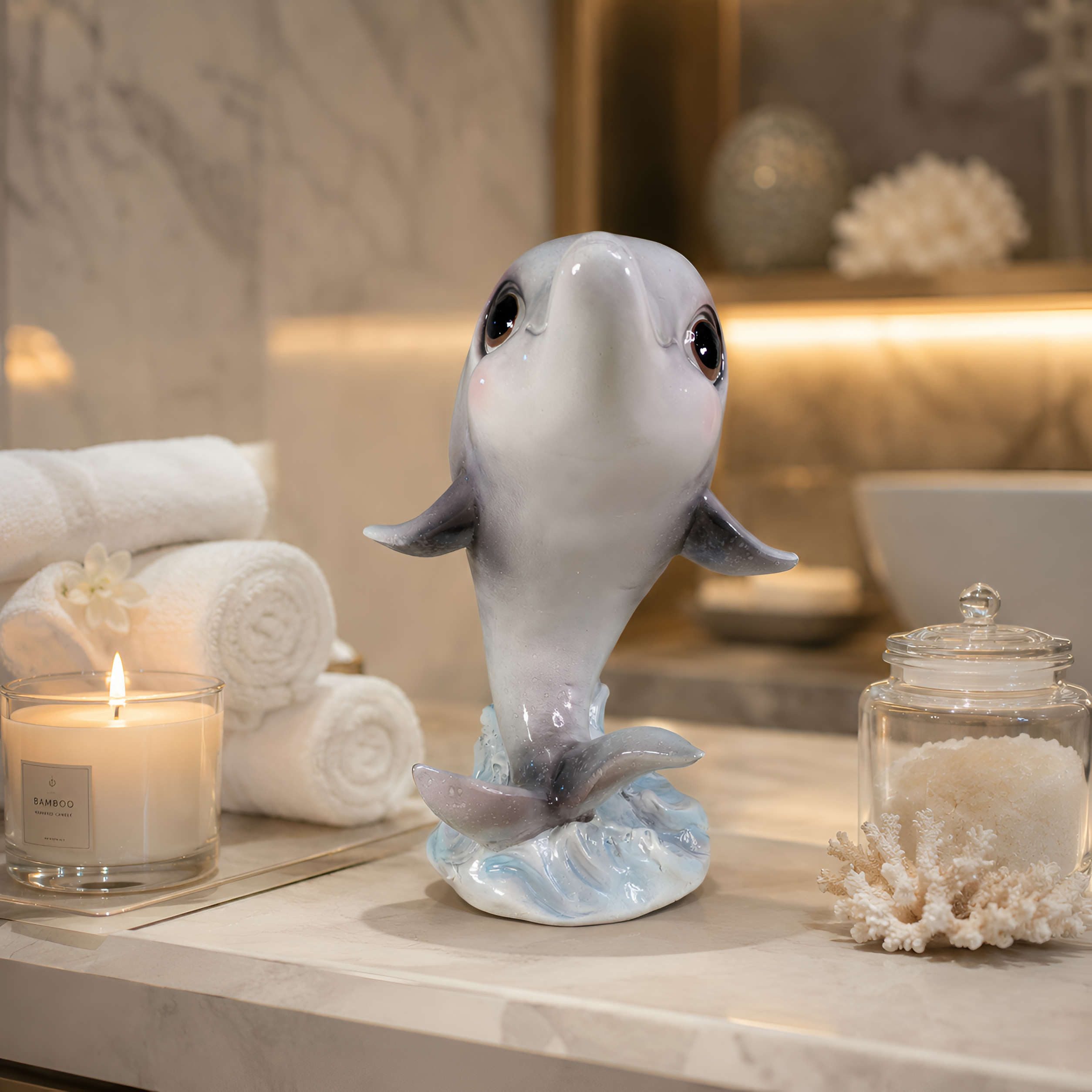 colourliving Tierfigur »Delfin« glänzend, maritime Skulptur für innen & außen (in 2 Größen) (1 St), Sammelcharme und sympathischer Ausstrahlung