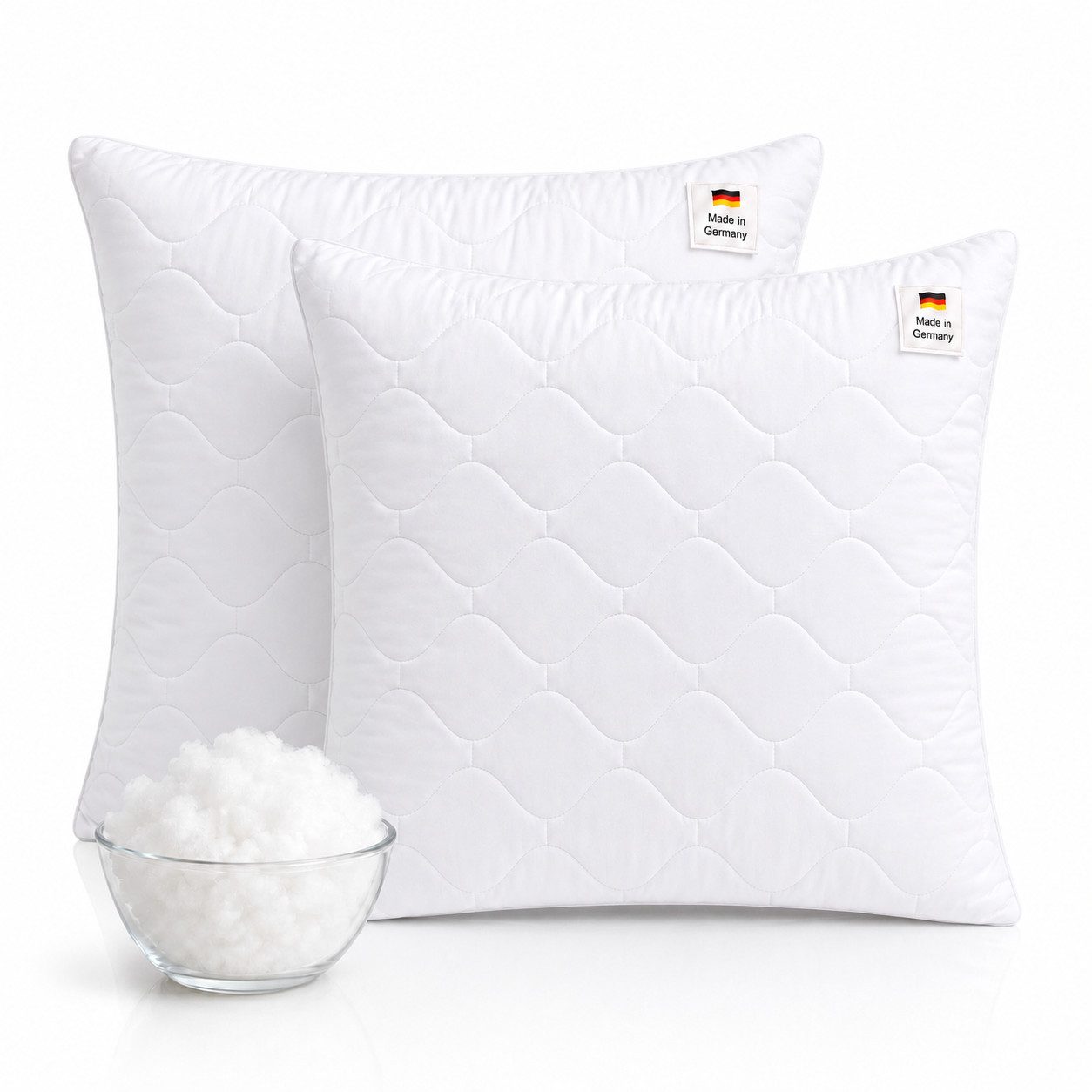 NEXGEN Luxus Microfaserkissen Kopfkissen Schlafkissen Premium Hotelqualität, Made in Germany, Füllung: Premium Füllwatte, Bezug: 80x80 cm, Bauchschläfer, Rückenschläfer, Seitenschläfer, Premium Qualität, Hergestellt in DE