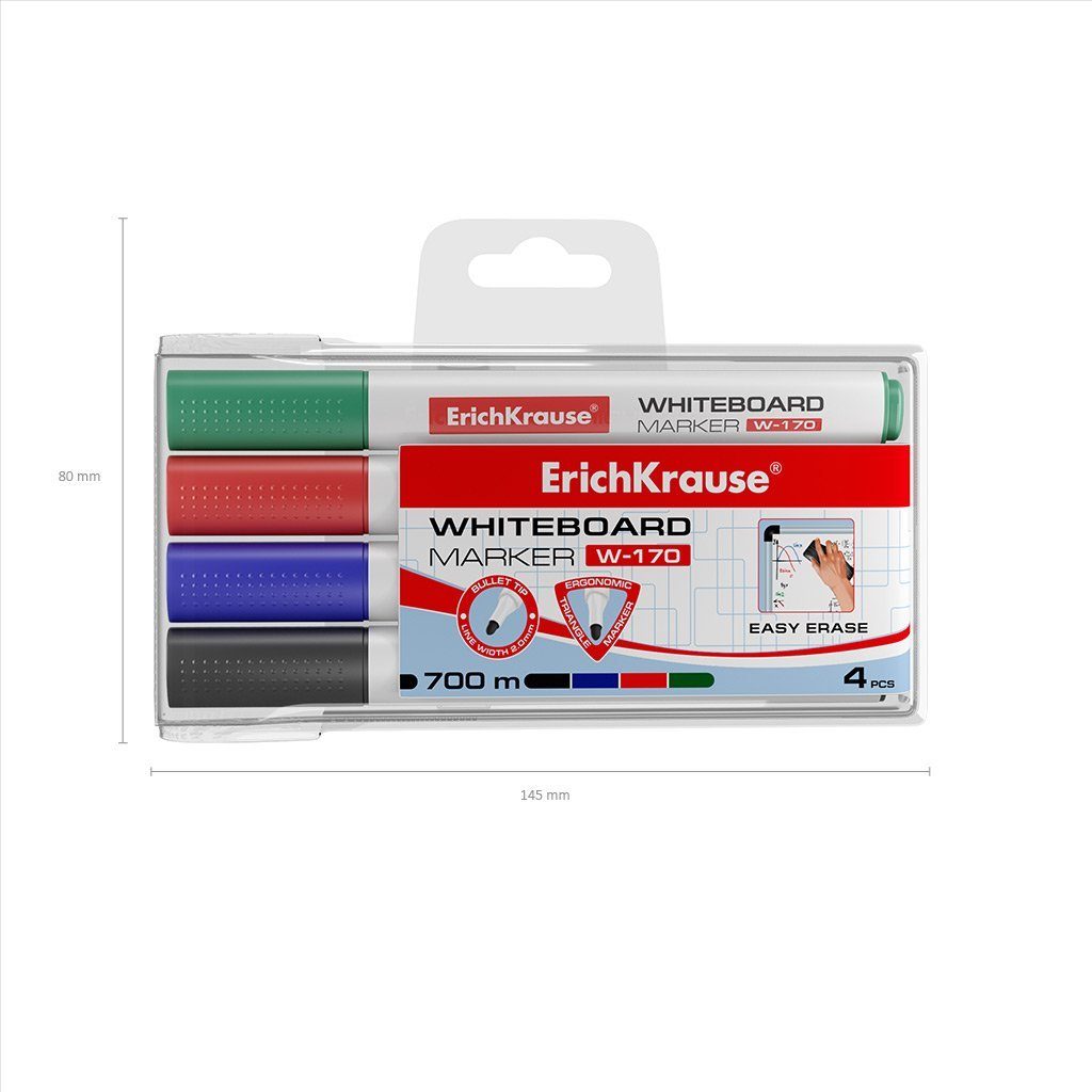 4er Whiteboard Set Marker, Marker Erich Rundspitze Krause Whiteboard 2mm W-170