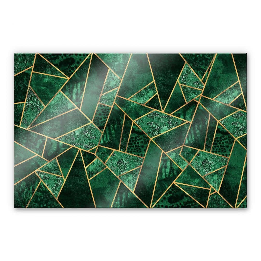 K&L Wall Art Spritzschutz Glas Küchenrückwand Grün Gold Smaragd Abstrakt