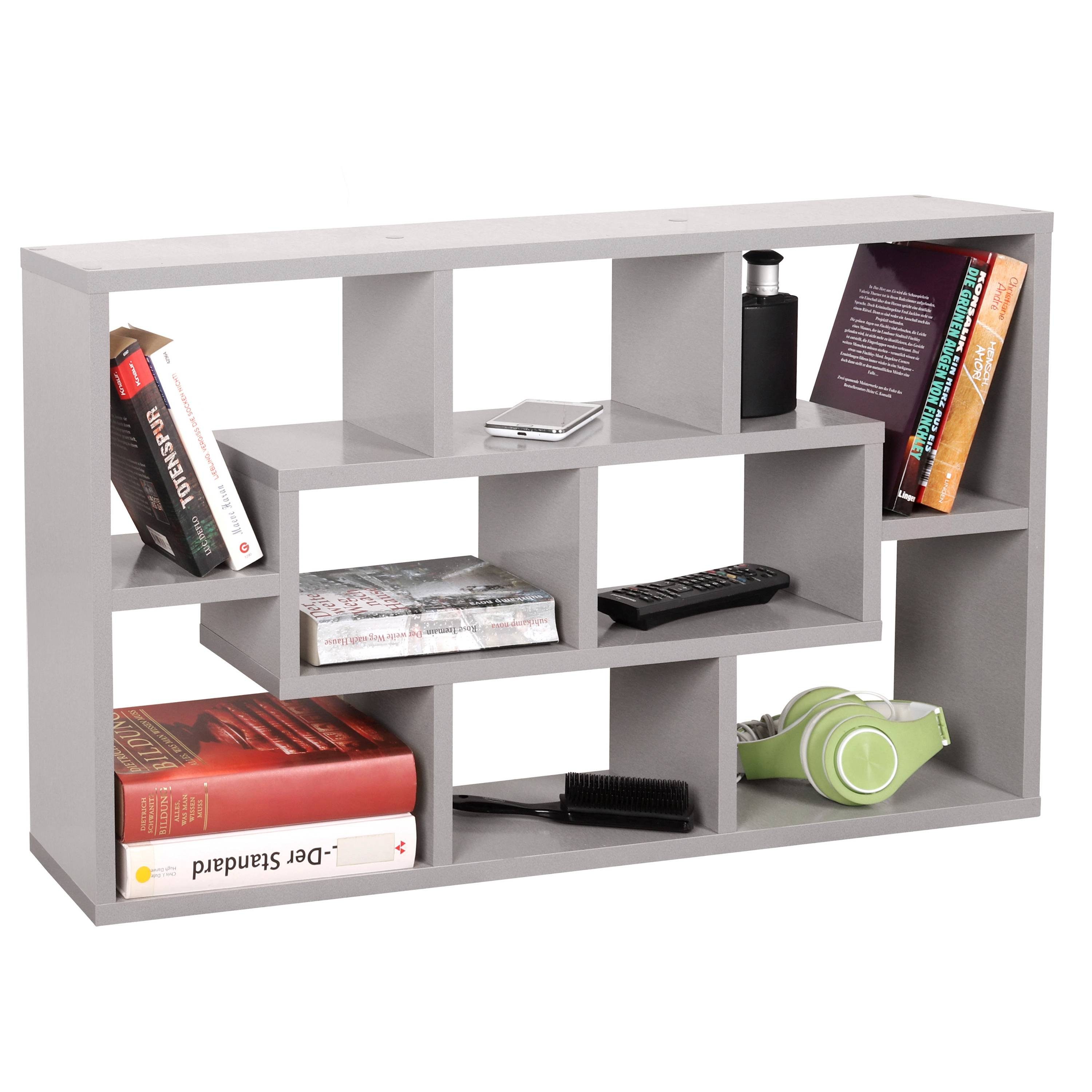 RICOO Wandregal WM050-PL, kleines Regal Bücherregal Hängeregal, 8 Fächer, Küche und Wohnzimmer