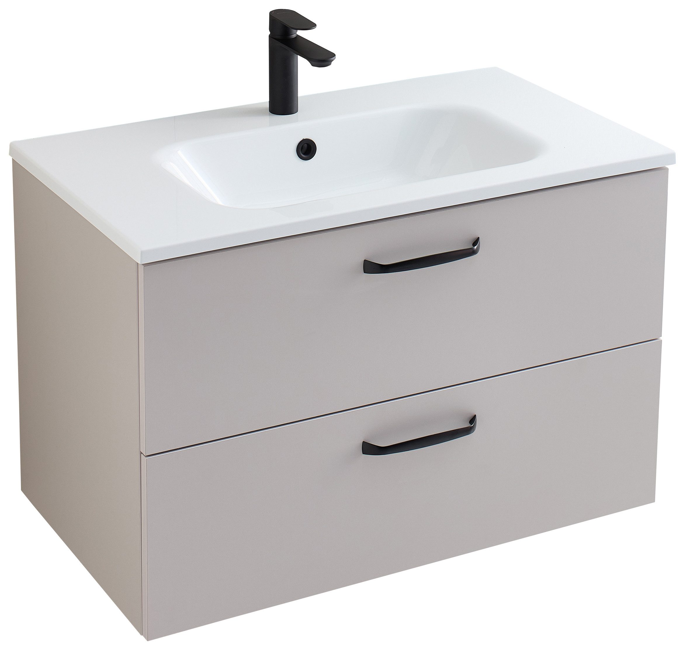 Saphir Badmöbel-Set Quickset 500, Waschtischunterschrank mit Mineralmarmorwaschtisch, (2-St), Waschplatz mit Mineralmarmorbecken, Klappe und Schublade