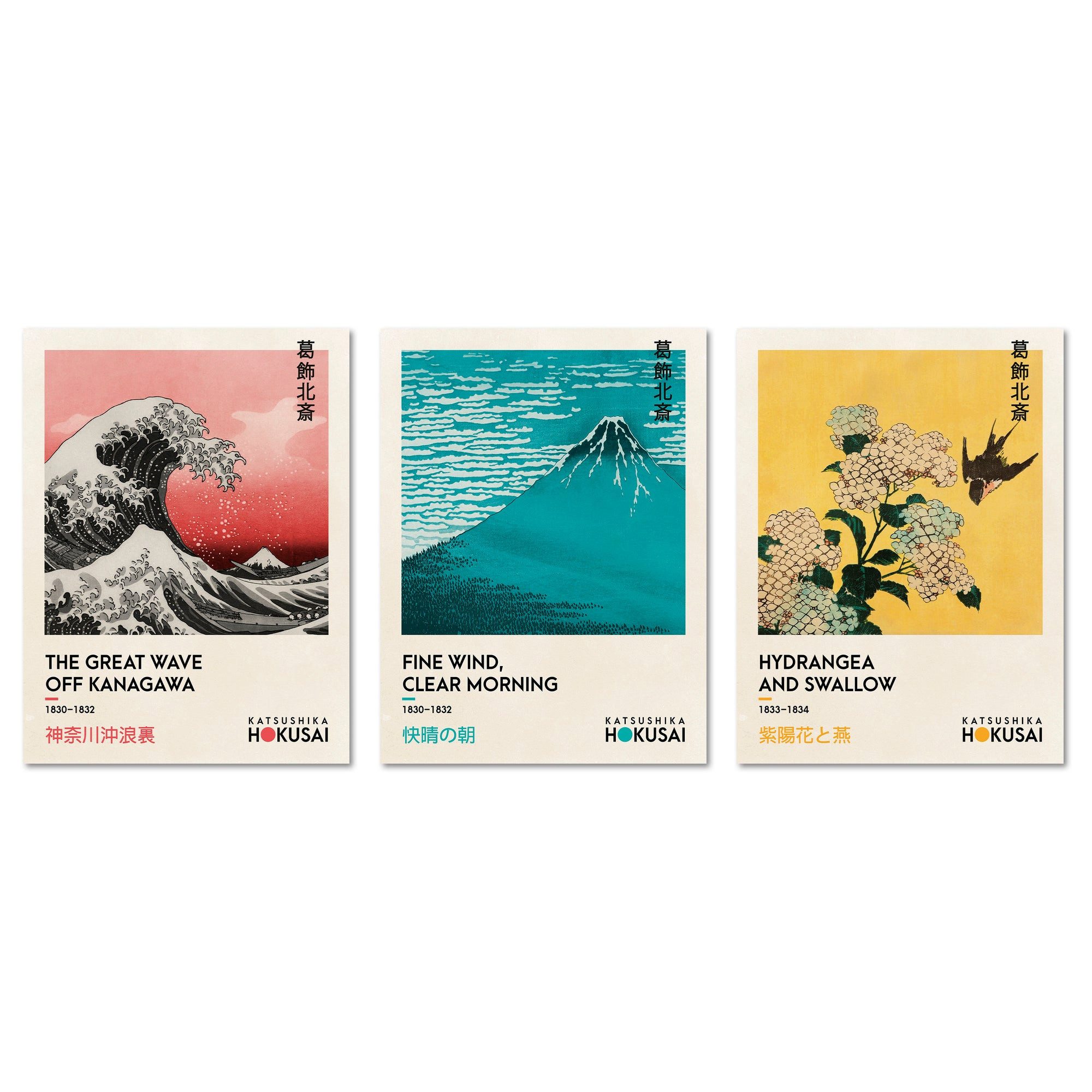 ARTFAVES Bilder-Collage Poster Set - Art Galerie Hokusai - 3 Deko Wandbilde günstig online kaufen