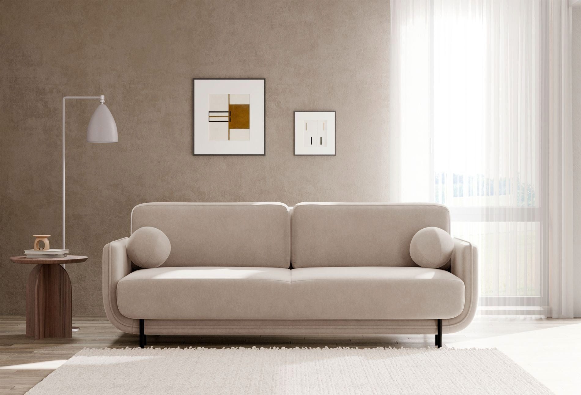 Selsey Schlafsofa, 3-Sitzer mit Schlaffunktion, Bettkasten, Samt