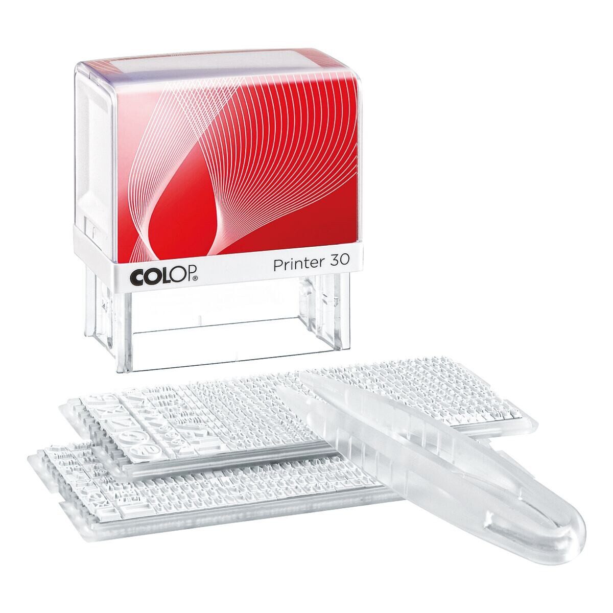 COLOP Stempel Printer 30/2 Set, Textstempel mit Textplatte zum Selbersetzen, selbstfärbend