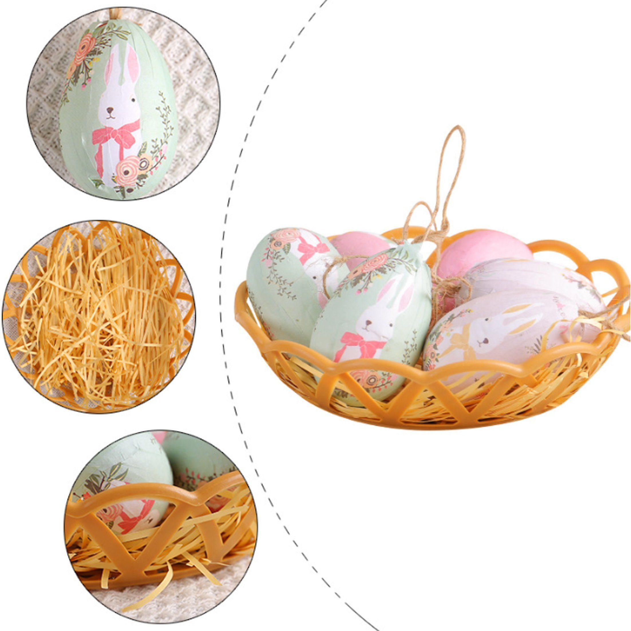 feinlux Dekohänger Hängedekoration Korbflechten (Spar-Set, Eier aufhängen,Ostereier,Szenenbild (6 St), Geeignet für Partys und Wohnraumdekoration