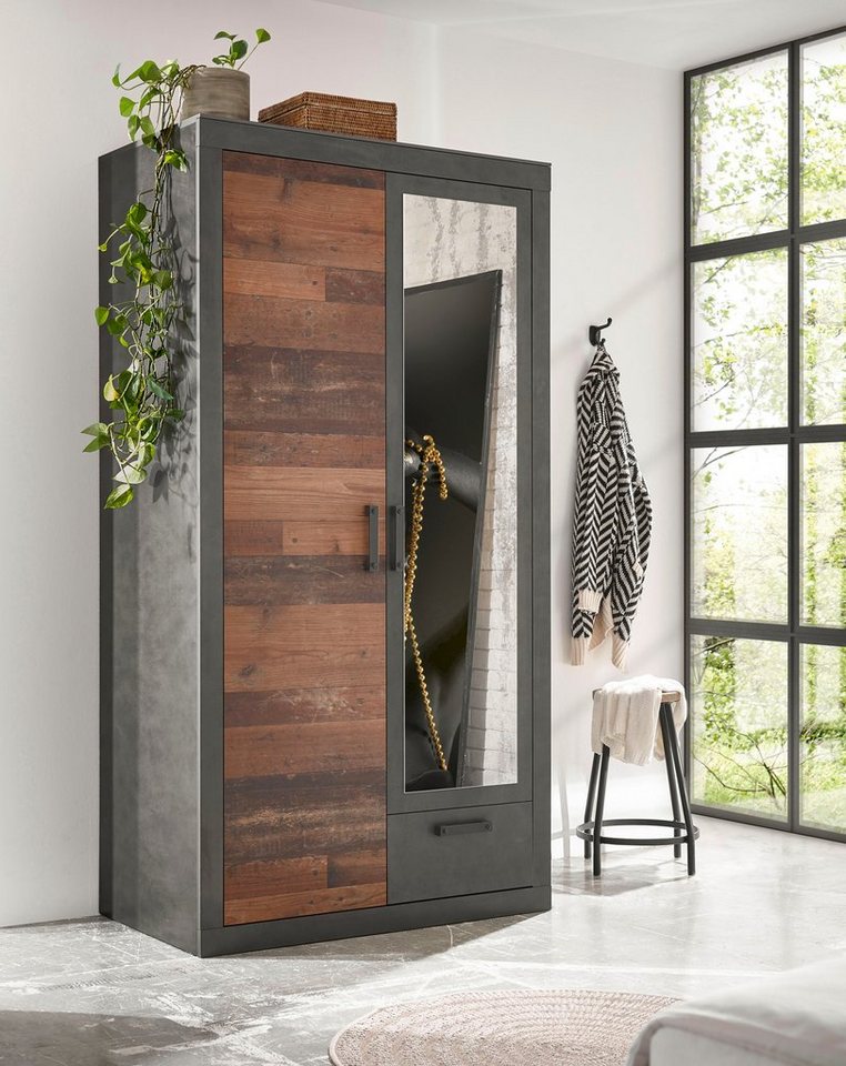 Home affaire Kleiderschrank BROOKLYN in dekorativer Rahmenoptik,  Extravagantes Design im Used Look