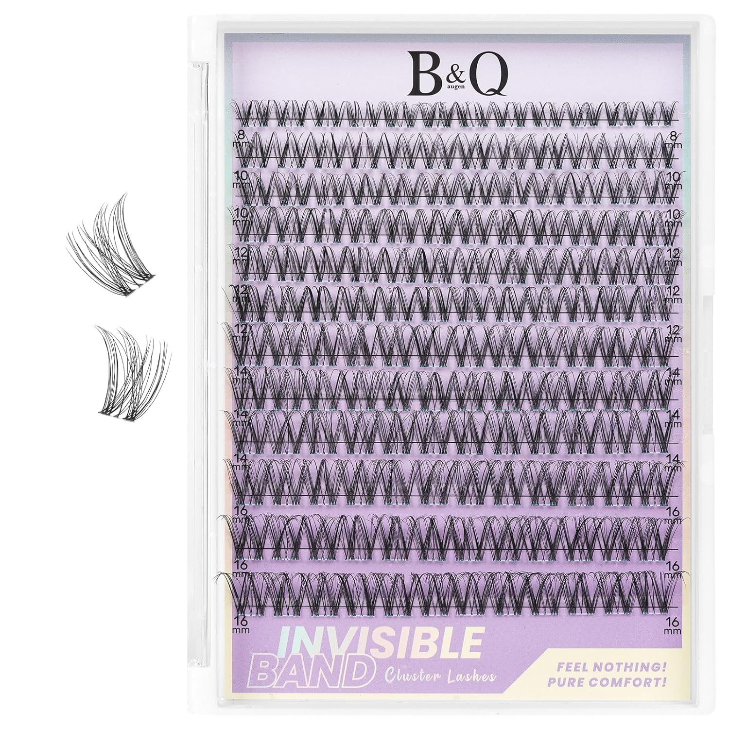B&Q Bandwimpern Lashes Extension Set 144PCS Venus Clusters Unsichtbares Band 8-16MIX, Extensions Set Wispy NatüRliche Wimpern Cluster 7 tage halt