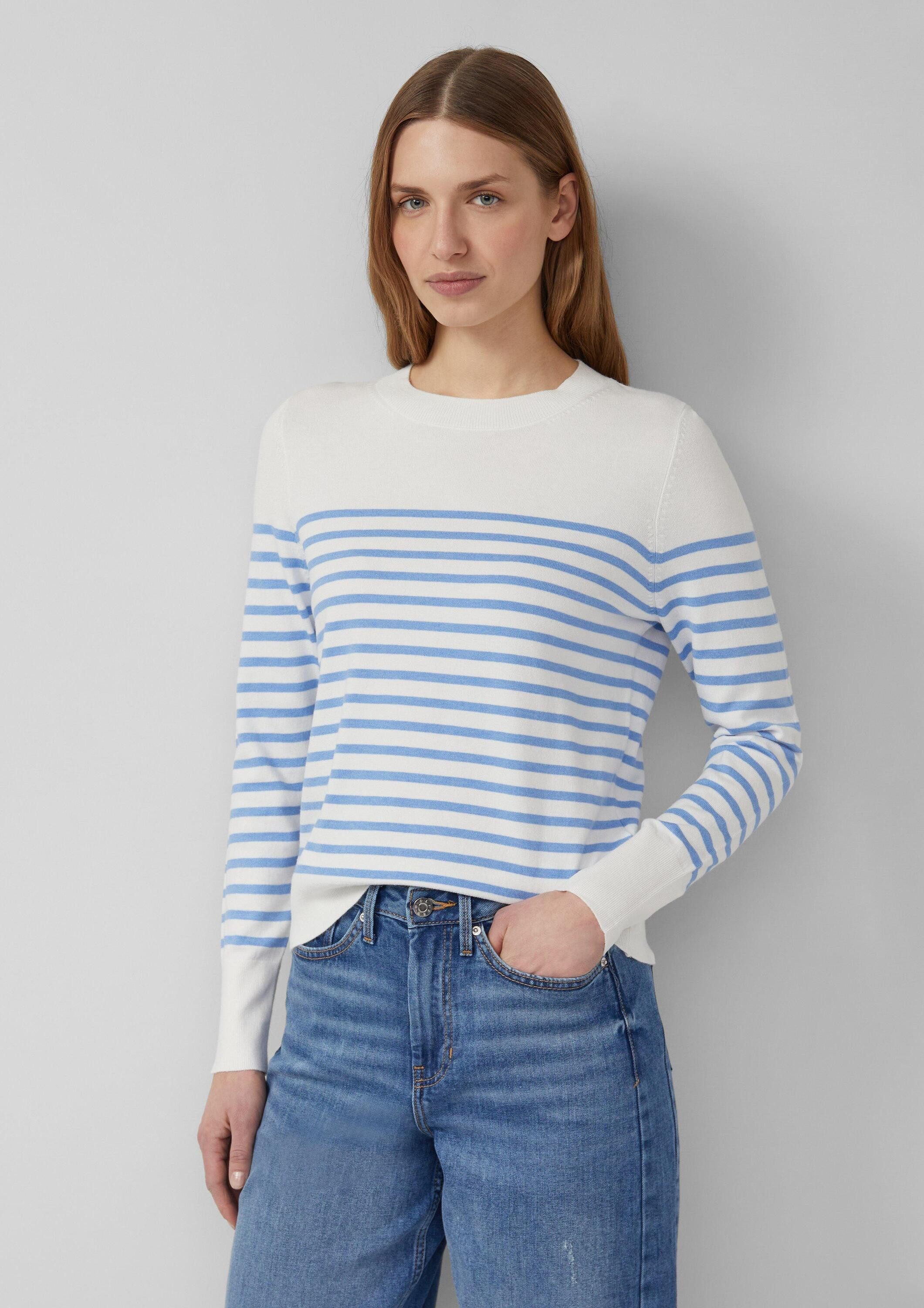 s.Oliver Longpullover Strickpullover Gestreifter Pullover aus Viskosemix