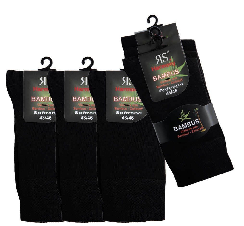 RS Harmony Basicsocken Bambus Viskose Socken Businesssocken Anzugsocken Softrand ohne Gummi (6 Paar) Spitze und Ferse verstärkt