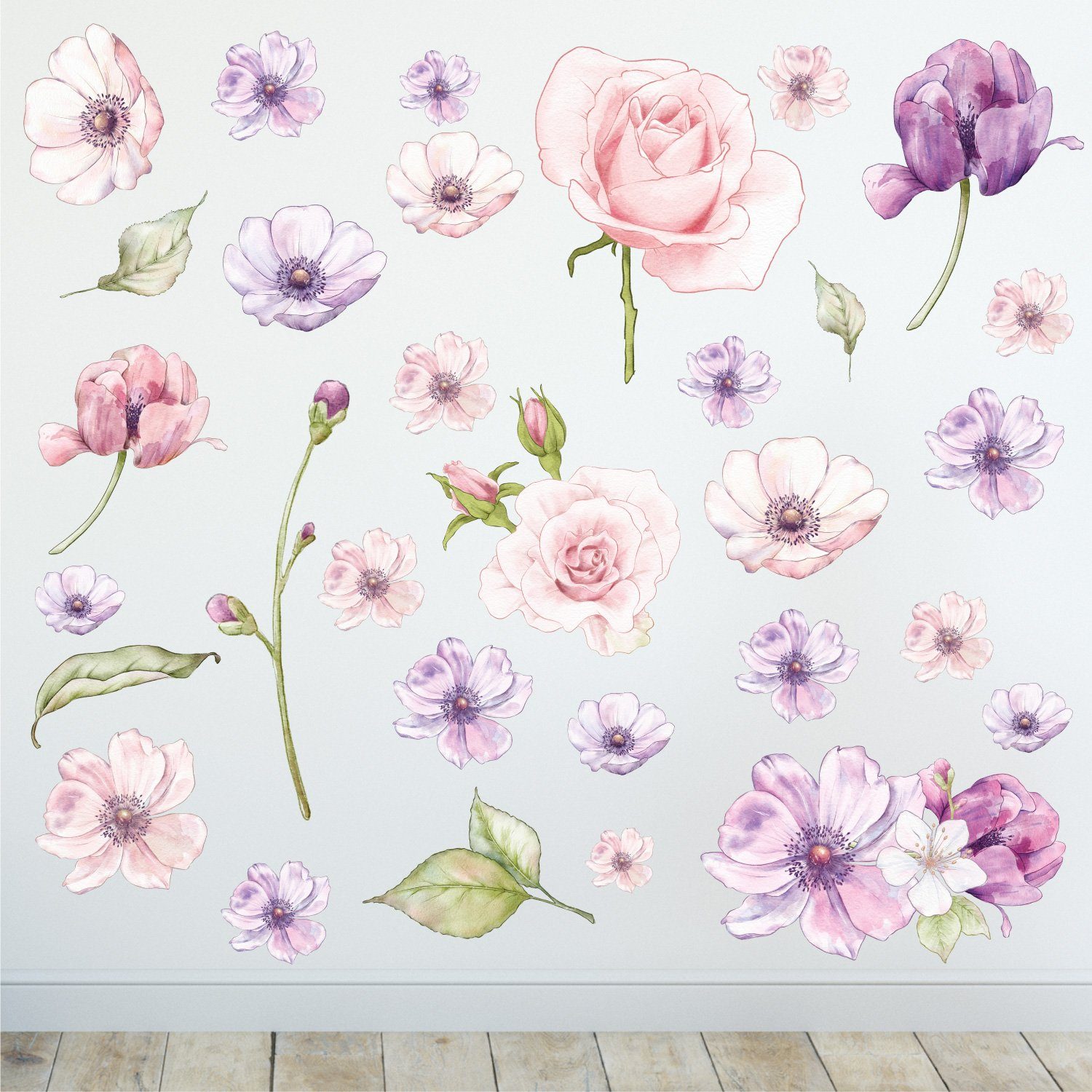 Sunnywall Wandtattoo Blumen Wandsticker Wandtattoo (2 St), konturgeschnitten