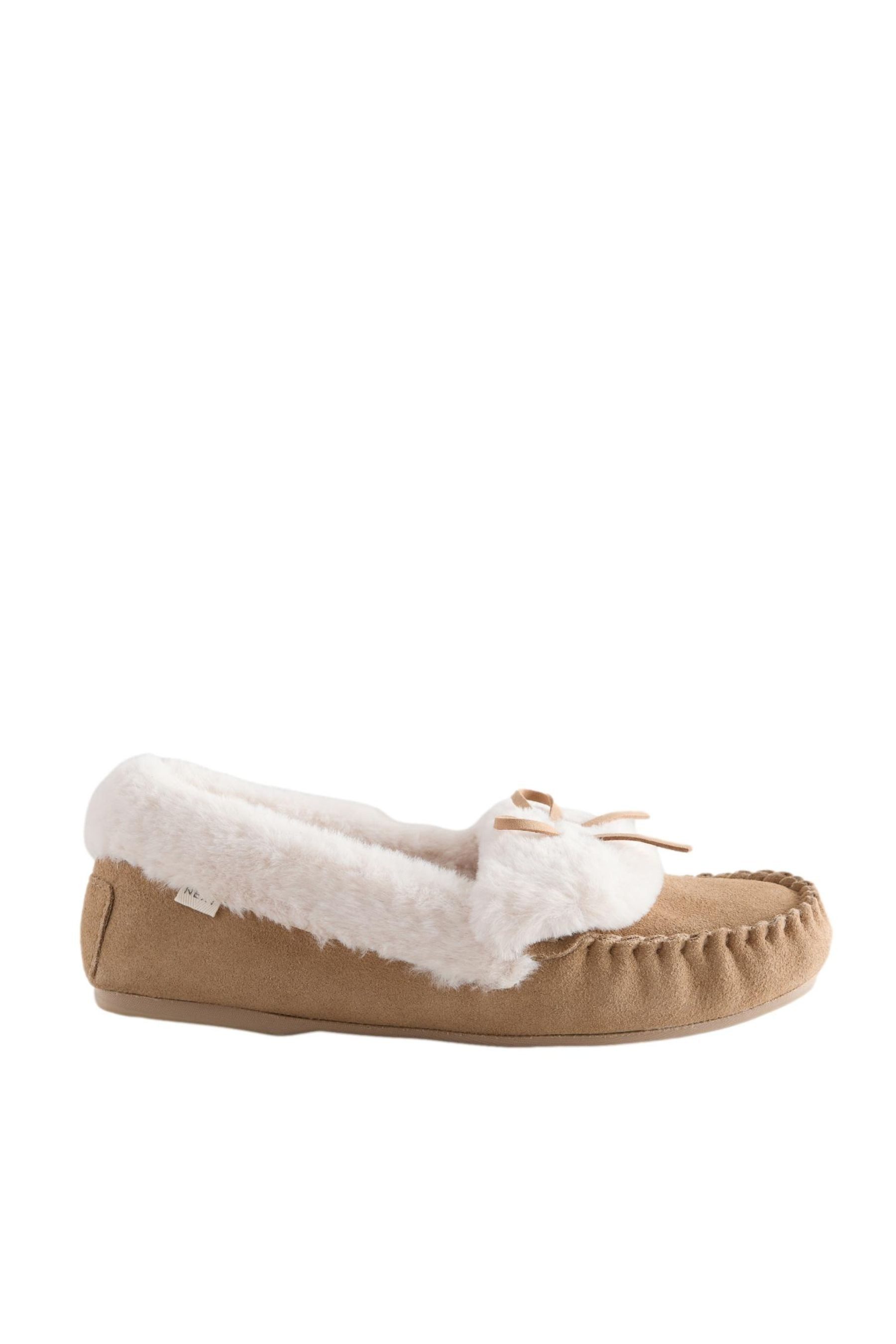 Mokassin-Slipper aus Veloursleder Hausschuh