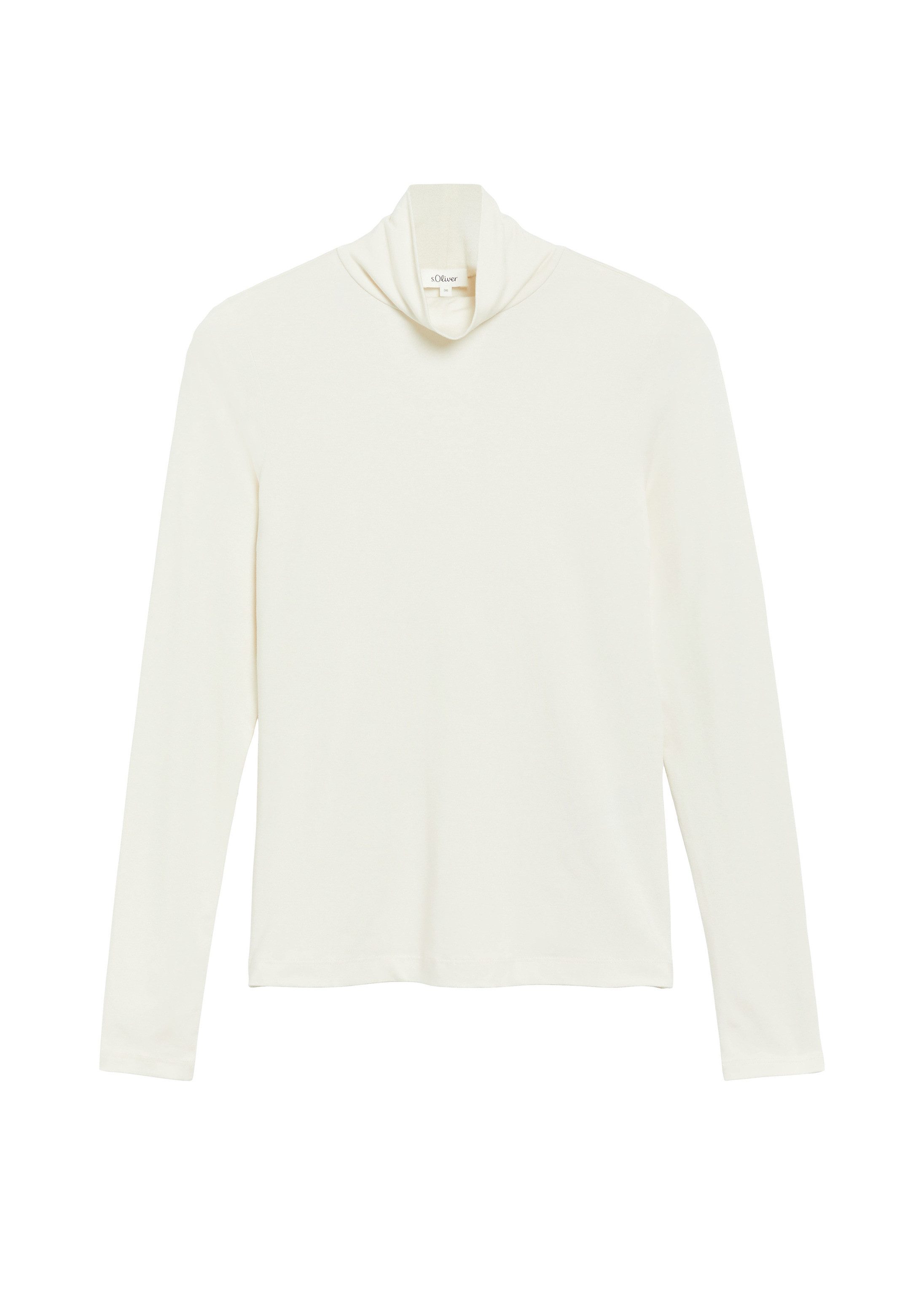 s.Oliver Langarmshirt T-Shirt Fließendes T-Shirt mit Stehkragen – Bild 2 von 5