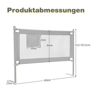 COSTWAY Bettschutzgitter Bettgitter, mit 24 einstellbare Höhen