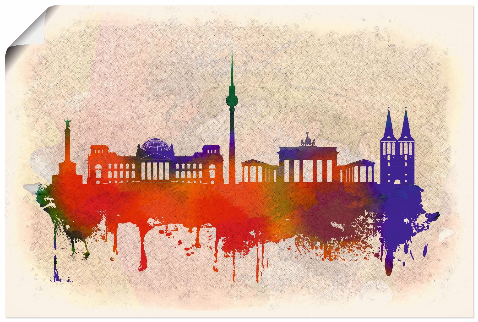 Artland Wandbild Berlin Deutschland Skyline, oder (1 Poster Größen in St), Leinwandbild, als versch. Alubild, Wandaufkleber Deutschland