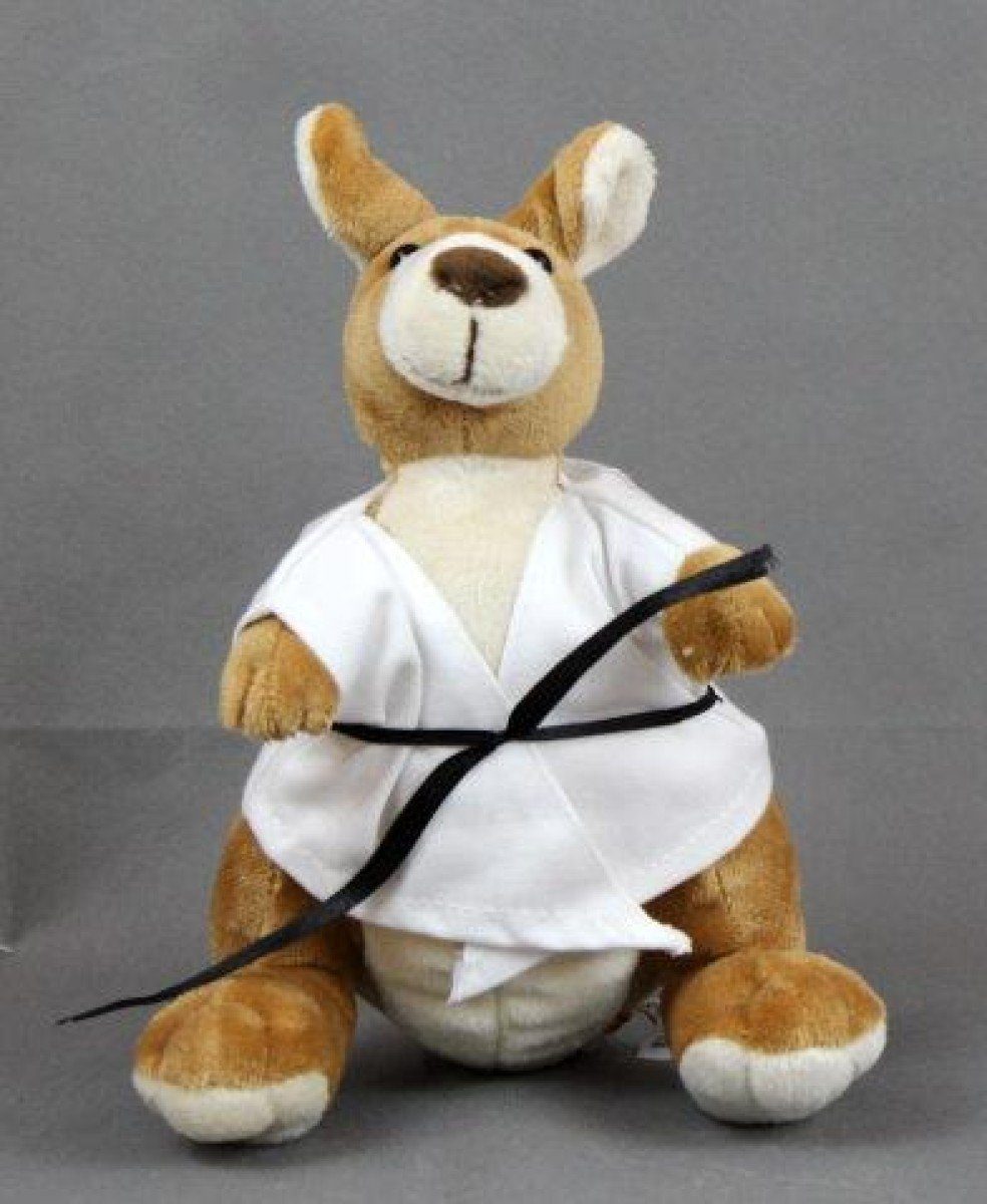 Kuscheltier Känguru mit Anzug Jacke Karate Taekwondo Plüschtier Teddy Kampfsport