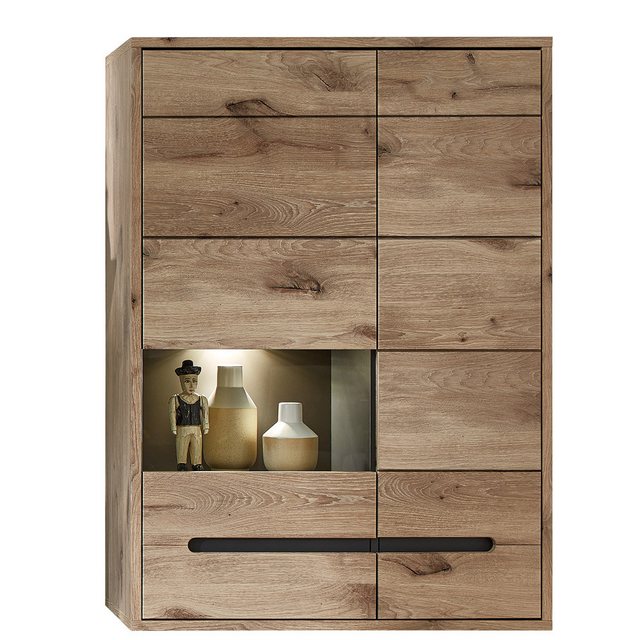 Lomadox Hängevitrine BURNHAM-36 inkl. LED-Beleuchtung in Eiche Nb. mit grap günstig online kaufen