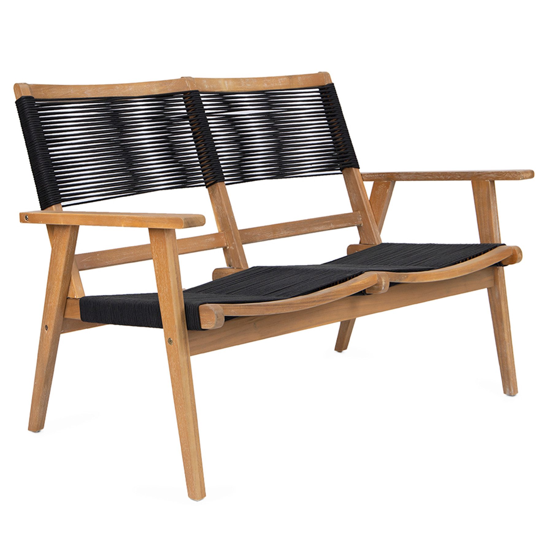 riess-ambiente Gartenbank BALI ROPE 120cm natur anthrazit – Massivholz, 2-Sitzer, Rope-Design (Einzelartikel, 1-St), wetterfest, modernes Boho-Design, Outdoor-Möbelstück, Seilgeflecht
