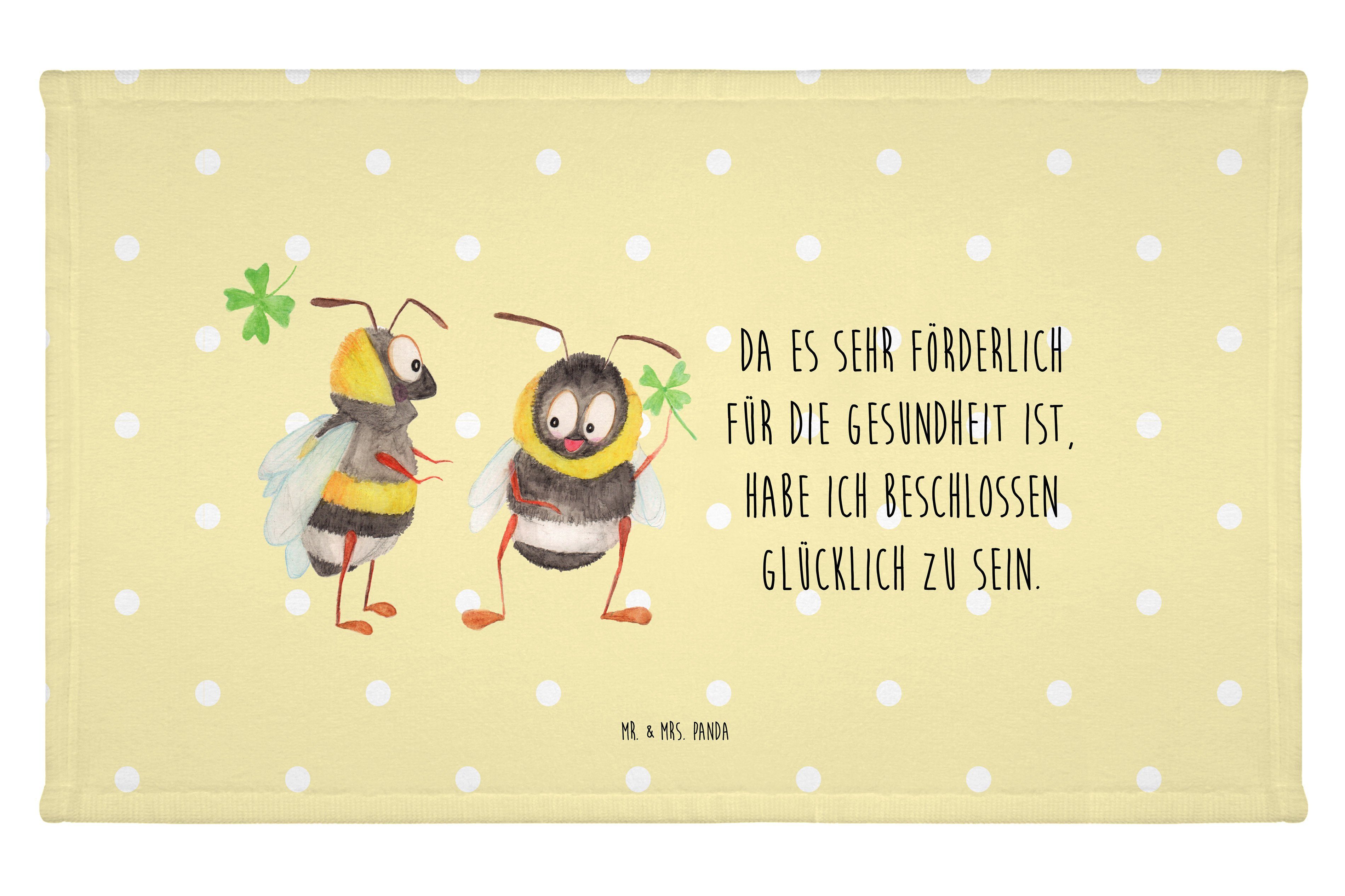 Mr. & Mrs. Panda Handtuch »Hummeln mit Kleeblatt Gelb Pastell