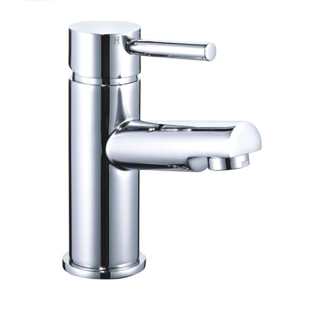 HOME DELUXE Waschtischarmatur FLOWY - 15 x 5,2 x 11 cm (inkl. Armatur & Flexschlauch) Waschbeckenarmatur in Chrome, Badarmatur, Wasserhahn