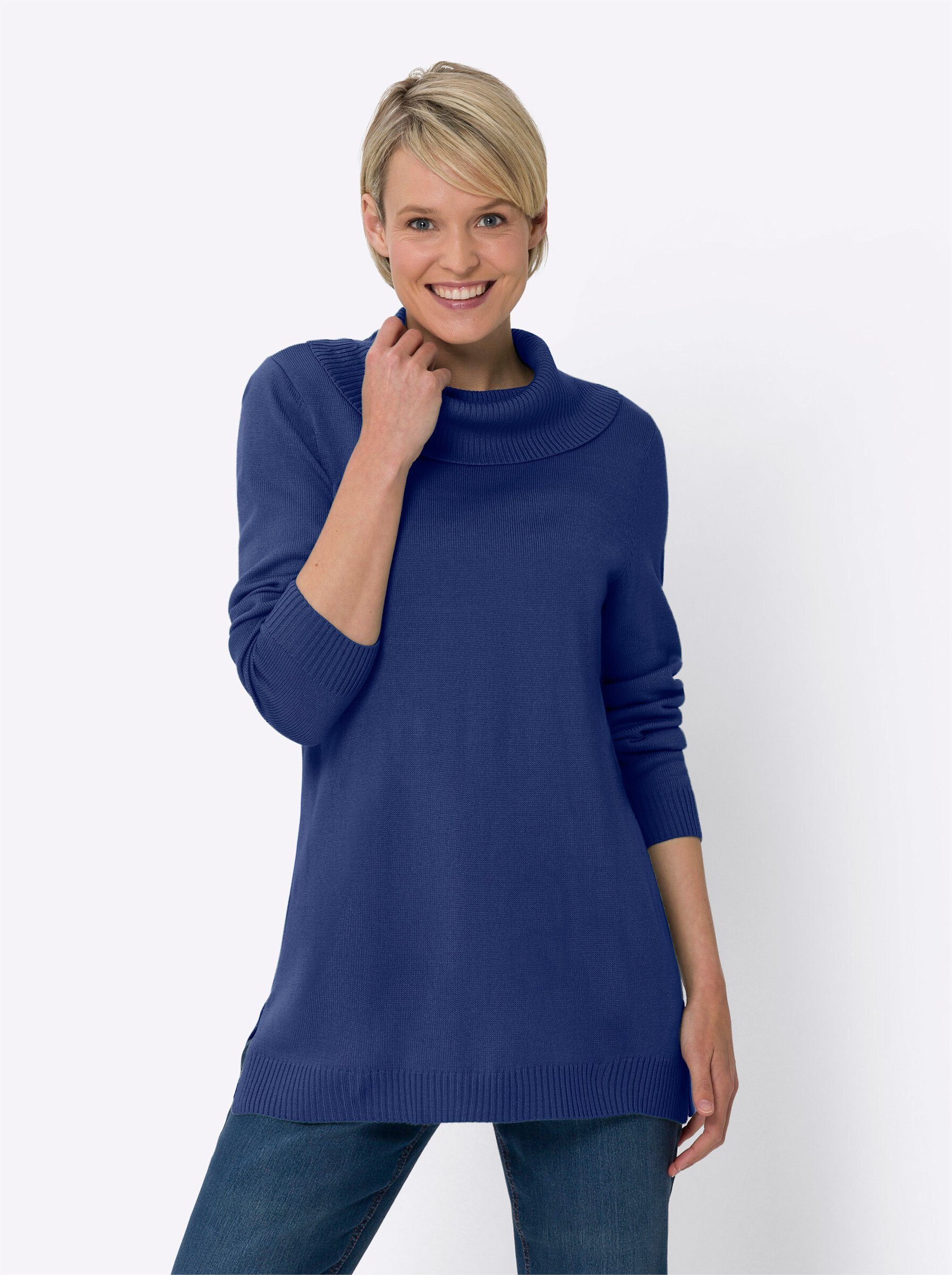 royalblau Strickpullover an! Sieh