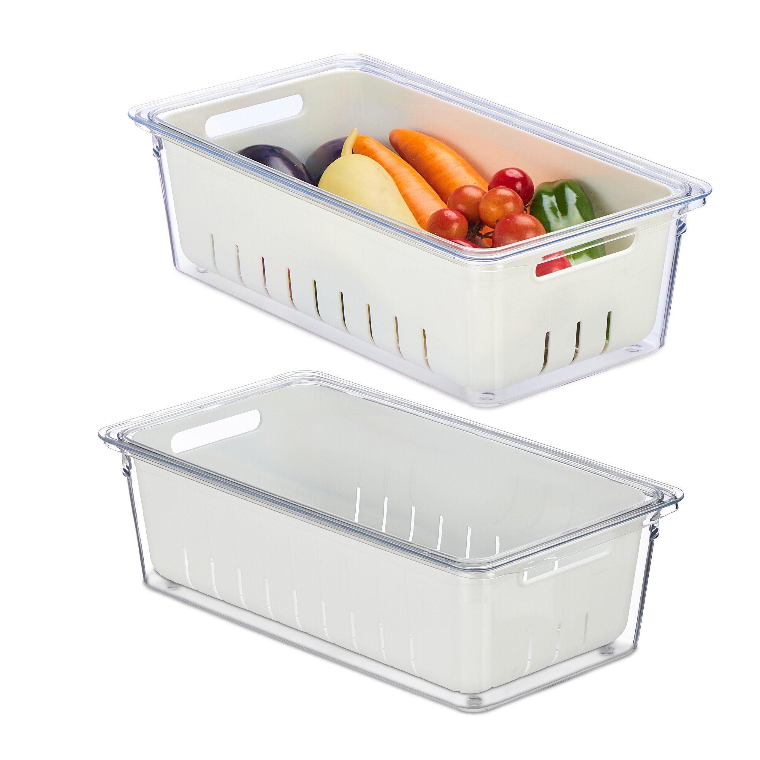 relaxdays Frischhaltedose Kühlschrank Organizer 2er Set, Kunststoff